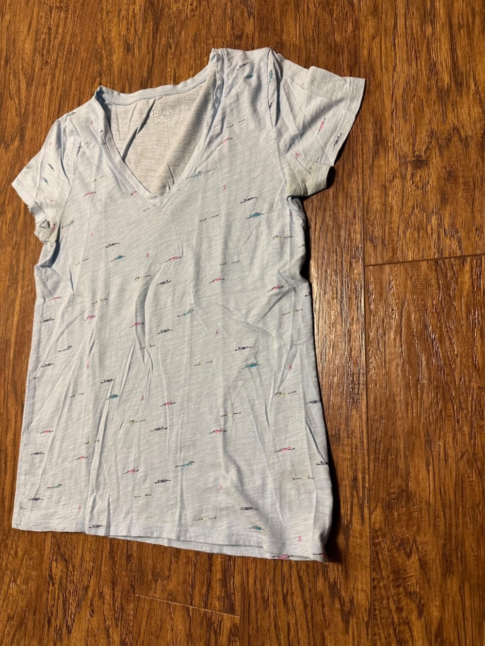 Merona Women's T-Shirt Cotton Light Blue with Multicolored Swimmers Size Medium - Picture 3 of 6
